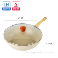 Wok commercial domestique de 24 cm avec couvercle